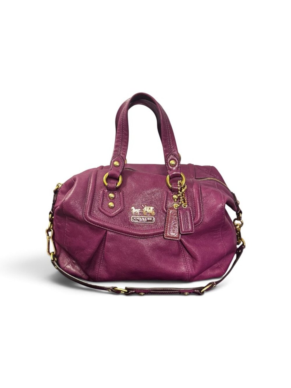 Coach Madison Sabrina 14316 Plum Purple Leather Satchel Shoulder Bag